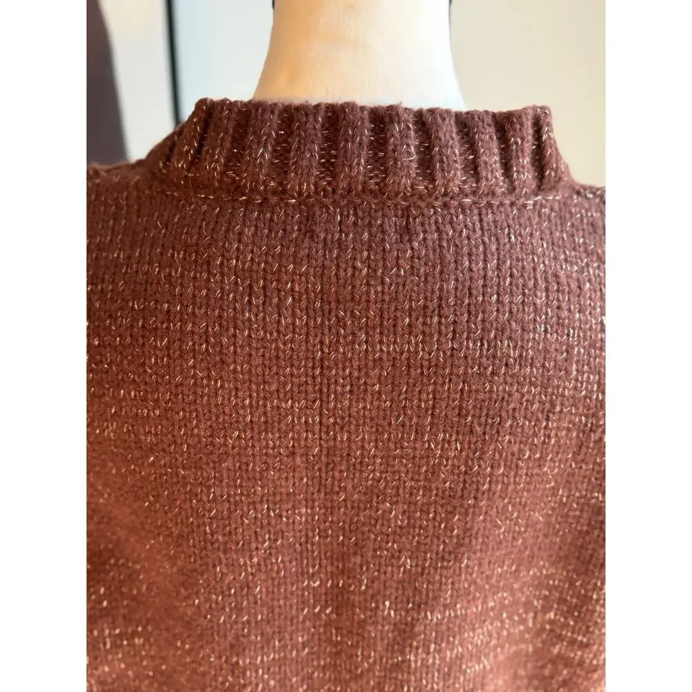 OntWelfth Metallic Knit Sleeveless Sweater Vest with Pearls – Brown Shimmer, XL - Picture 13 of 15